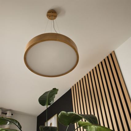 Brilagi - LED RGBW dimmbare Hängeleuchte CARVALHO 3xE27/15W/230V 2700-6500K Wi-Fi Eiche Ø 47,5 cm