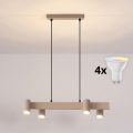 Brilagi - LED RGBW, dimmbarer Pendelleuchter mit Seilaufhängung SELE 4xGU10/6,5W/230V 2700-6500K beige