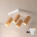 Brilagi - LED RGBW dimmbarer Spot SELE SQUARE 4xGU10/6,5W/230V 2700-6500K weiß/Eichen-Dekor