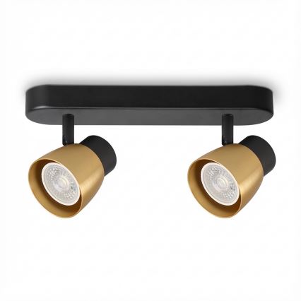 Brilagi - LED RGBW dimmbarer Deckenspot NUGGET 2xGU10/4,8W/230V 3000K schwarz/gold + Fernbedienung