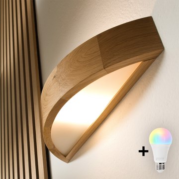 Brilagi - LED RGBW dimmerabile applique da parete CARVALHO 1xE27/15W/230V 2700-6500K Wi-Fi rovere