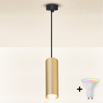 Brilagi - LED RGBW dimmerabile lampadario a sospensione su cavo SELE 1xGU10/4,8W/230V 3000K nero/oro + telecomando