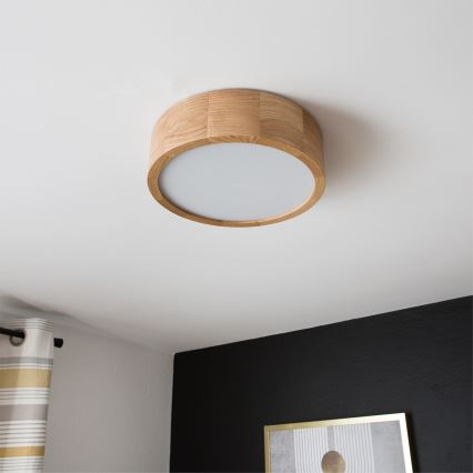Brilagi - Plafoniera LED RGBW dimmerabile CARVALHO 1xE27/9W/230V 2700-6500K Wi-Fi rovere diam. 27,5 cm