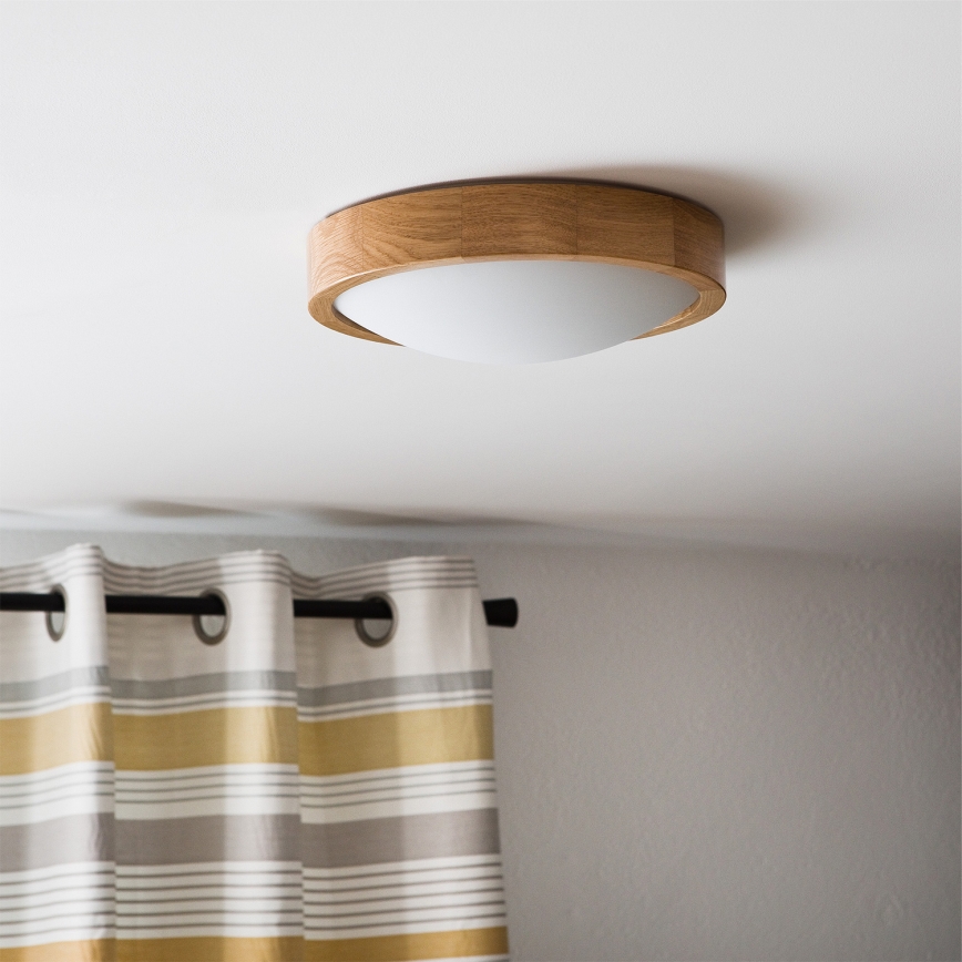 Brilagi - Plafoniera LED RGBW dimmerabile CARVALHO SLIM 1xE27/9W/230V 2700-6500K Wi-Fi rovere Ø 27 cm