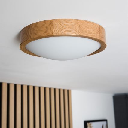 Brilagi - Plafoniera LED RGBW dimmerabile CARVALHO SLIM 1xE27/9W/230V 2700-6500K Wi-Fi rovere Ø 27 cm