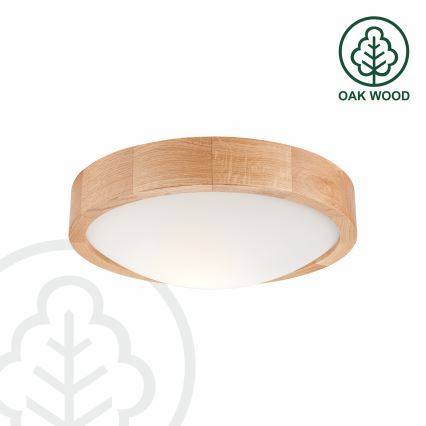 Brilagi - Plafoniera LED RGBW dimmerabile CARVALHO SLIM 1xE27/9W/230V 2700-6500K Wi-Fi rovere Ø 27 cm