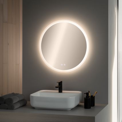 Brilagi - Specchio da bagno riscaldato dimmerabile LED RGBW con retroilluminazione CLARA PRO LED/19W/230V Ø 60 cm 3000/4000/6500K IP44 CRI 90 + telecomando
