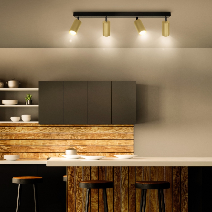 Brilagi - Faretto LED RGBW dimmerabile SELE GOLDEN 4x GU10/6W/230V 3000K nero/oro + telecomando
