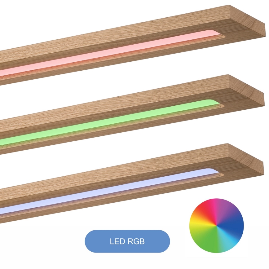 Brilagi - LED RGBW Pannello dimmerabile WOODY FRAME LED/34W/230V 11,5x123 cm 2700-6500K quercia + telecomando
