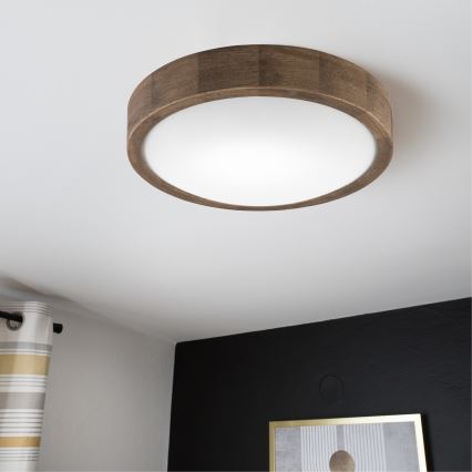 Brilagi - Lampada da soffitto dimmerabile LED RGBW CARVALHO SLIM 1xE27/9W/230V 2700-6500K Wi-Fi rovere Ø 27 cm
