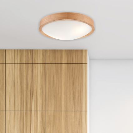 Brilagi - Plafoniera LED RGBW dimmerabile CARVALHO SLIM 2xE27/9W/230V 2700-6500K Wi-Fi rovere Ø 37 cm