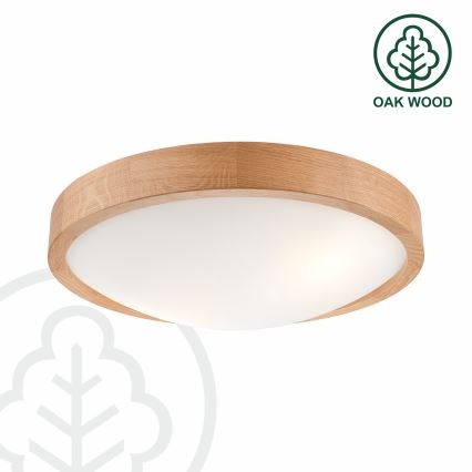 Brilagi - Plafoniera LED RGBW dimmerabile CARVALHO SLIM 2xE27/9W/230V 2700-6500K Wi-Fi rovere Ø 37 cm