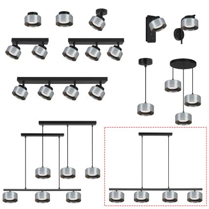 Brilagi - LED Seilabhängige Pendelleuchte AURA LUX 4xGX53/30W/230V schwarz/rauchfarben