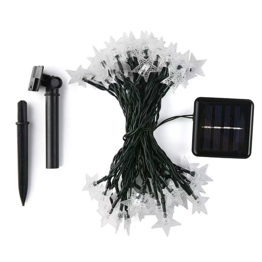 Brilagi - LED Solaire guirlande décorative STARS 50xLED/8 fonctions 7m IP65 blanc chaud 600 mAh