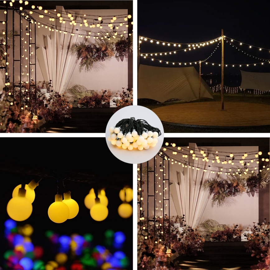 Brilagi - LED-Solar-Dekorations-Lichterkette BUBBLE 50 LEDs / 8 Funktionen 7 m IP65 warmweiß 600 mAh