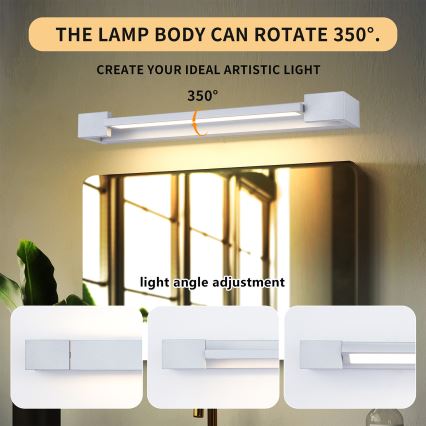 Brilagi - Illuminazione a LED per specchio da bagno AQUA LINE LED/12W/230V 45 cm IP44 cromo opaco CRI 90