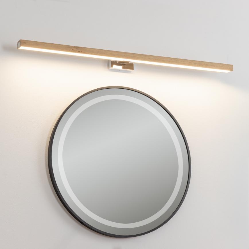 Brilagi - LED-Spiegelbeleuchtung für Badezimmer WOODY MIRROR LED/15W/230V IP44 Eiche/glänzendes Chrom