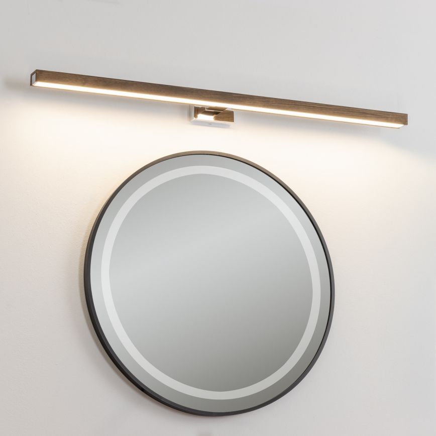 Brilagi - LED-Spiegelbeleuchtung für Badezimmer WOODY MIRROR LED/15W/230V 90 cm IP44 Eiche Walnuss/glänzendes Chrom