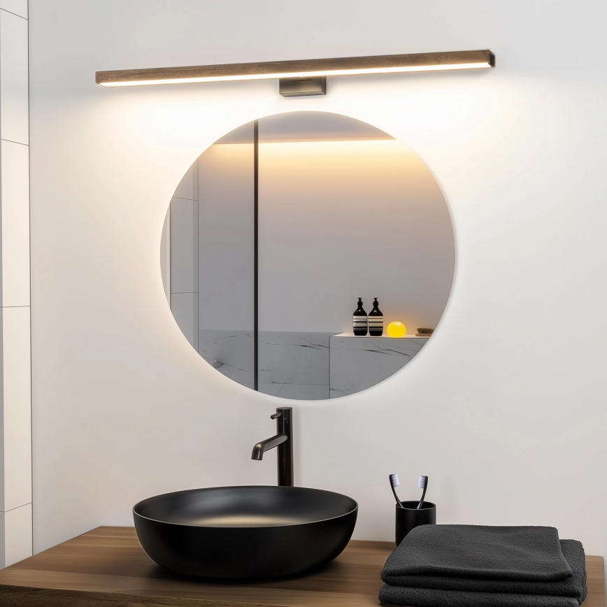 Brilagi - LED-Spiegelbeleuchtung für Badezimmer WOODY MIRROR LED/15W/230V 90 cm IP44 Eiche Walnuss/schwarz