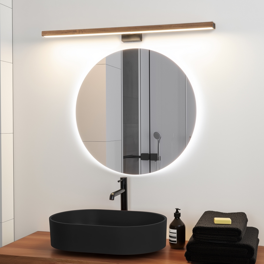 Brilagi - LED-Spiegelbeleuchtung für Badezimmer WOODY MIRROR LED/15W/230V 90 cm IP44 Eiche Kirsche/schwarz