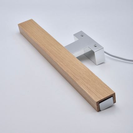 Brilagi - LED-Spiegelbeleuchtung für Badezimmer WOODY MIRROR LED/8W/230V 40 cm IP44 Eiche/glänzendes Chrom