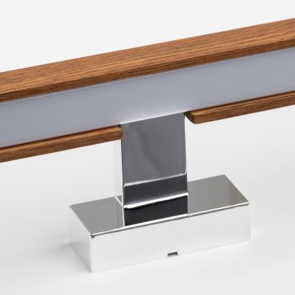 Brilagi - LED-Spiegelbeleuchtung für Badezimmer WOODY MIRROR LED/8W/230V 40 cm IP44 Eiche Kirsche/glänzendes Chrom