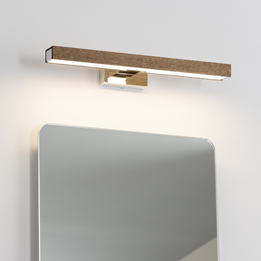 Brilagi - LED-Spiegelbeleuchtung für Badezimmer WOODY MIRROR LED/8W/230V 40 cm IP44 Eiche Walnuss/glänzendes Chrom