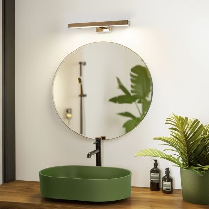 Brilagi - LED-Spiegelbeleuchtung für Badezimmer WOODY MIRROR LED/8W/230V 40 cm IP44 Eiche Walnuss/glänzendes Chrom