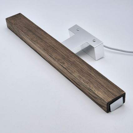 Brilagi - LED-Spiegelbeleuchtung für Badezimmer WOODY MIRROR LED/8W/230V 40 cm IP44 Eiche Walnuss/glänzendes Chrom