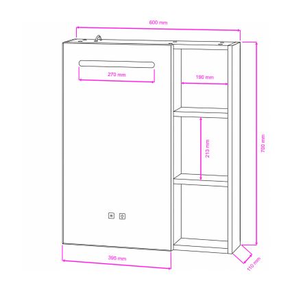 BRILAGI - LED-Spiegelschrank für das Badezimmer mit Hintergrundbeleuchtung TRABIA SINGLE 60x70 cm