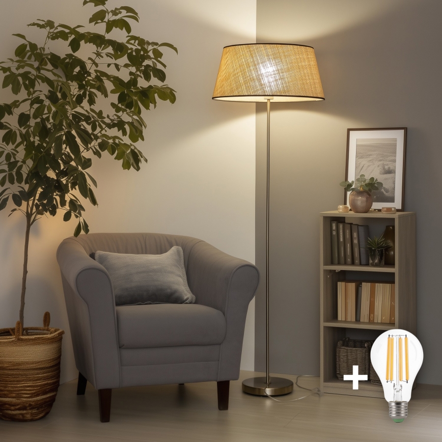Brilagi - LED-Stehlampe CERIA 1x E27/40W/230V Ø 50 cm beige/matt-chrom