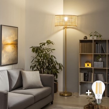 Brilagi - LED Stehleuchte CERIA 1xE27/20W/230V Durchm. 40 cm Bambus/Gold