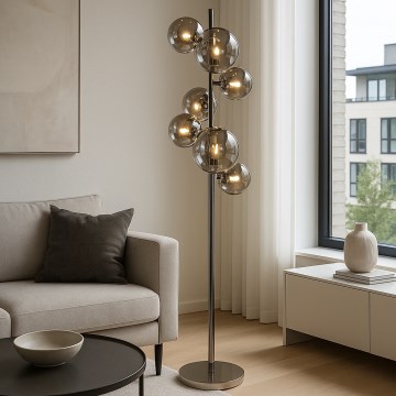 Brilagi - LED-Stehleuchte MILLA 7xG9/3W/230V schwarz-chrom/rauchglas