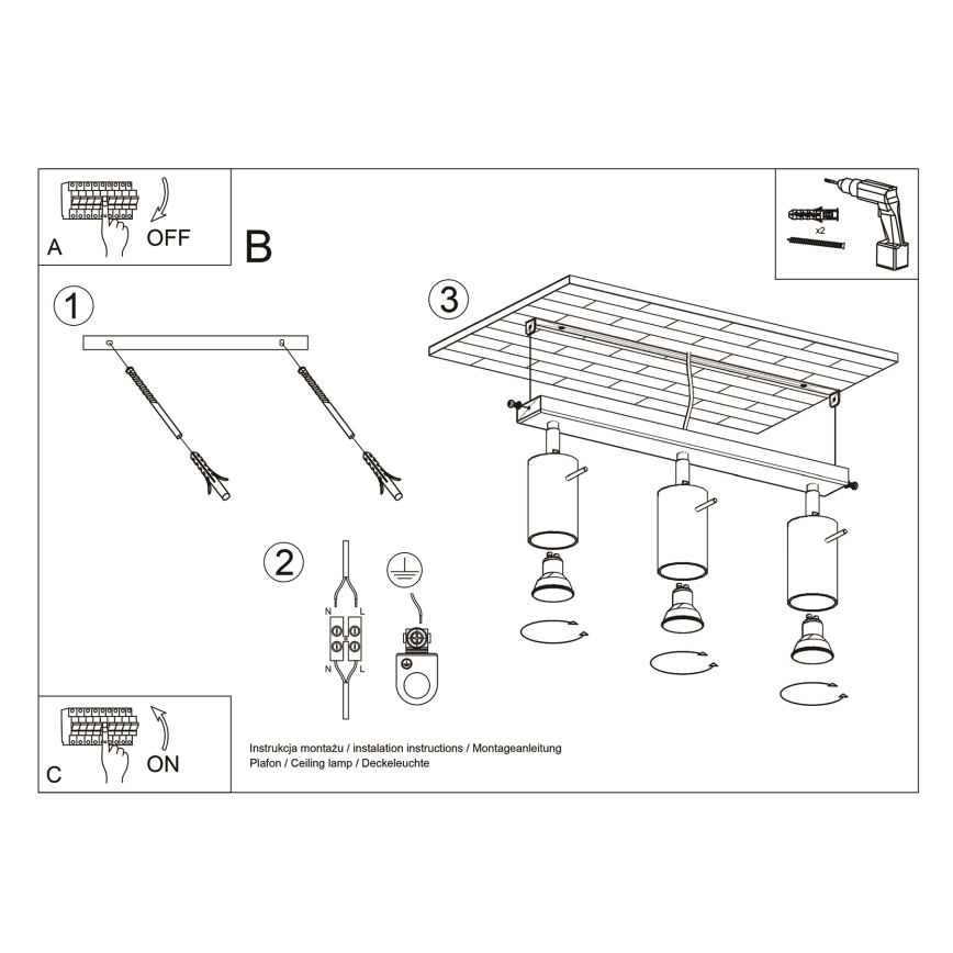 Brilagi -  LED-Strahler ASMUS 3xGU10/7W/230V schwarz
