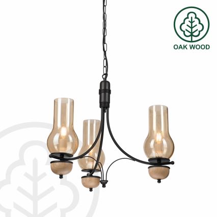 Brilagi - LED Suspension chaîne COTTAGE 3xE14/40W/230V hêtre/marron