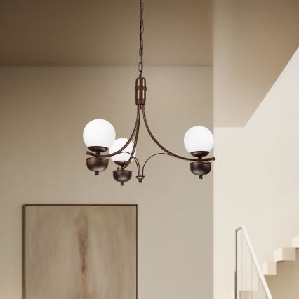 Brilagi - LED Suspension chaîne COTTAGE 3xG9/40W/230V chêne/blanc