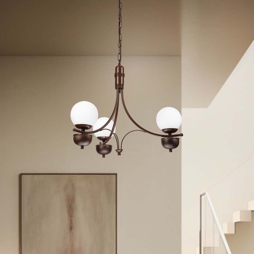Brilagi - LED Suspension chaîne COTTAGE 3xG9/40W/230V chêne/blanc