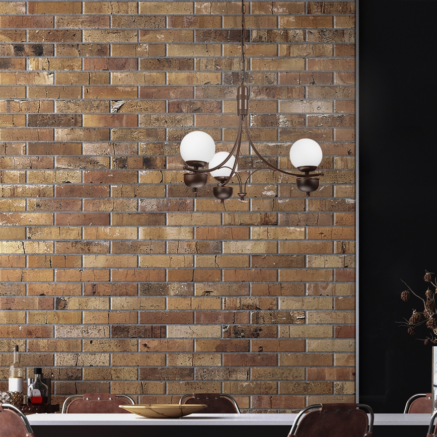 Brilagi - LED Suspension chaîne COTTAGE 3xG9/40W/230V chêne/blanc