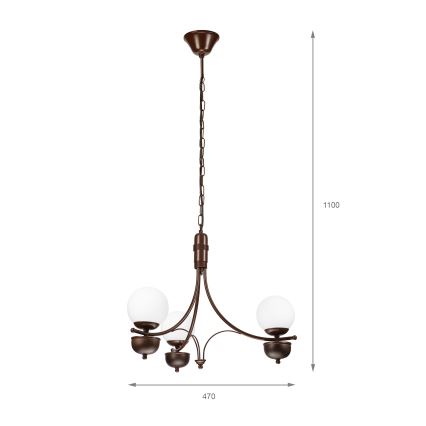 Brilagi - LED Suspension chaîne COTTAGE 3xG9/40W/230V chêne/blanc