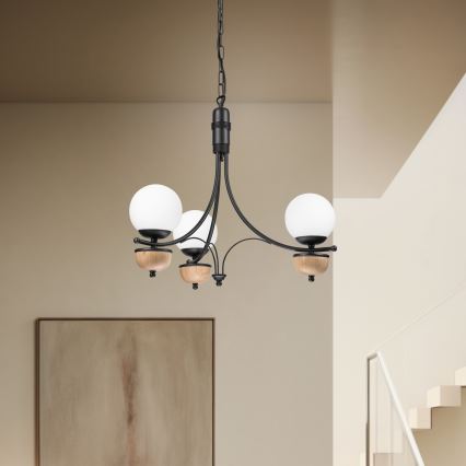 Brilagi - LED Suspension chaîne COTTAGE 3xG9/40W/230V hêtre/blanc