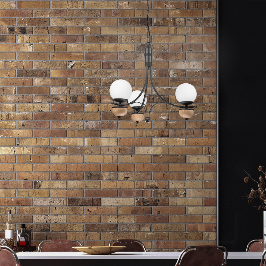 Brilagi - LED Suspension chaîne COTTAGE 3xG9/40W/230V hêtre/blanc