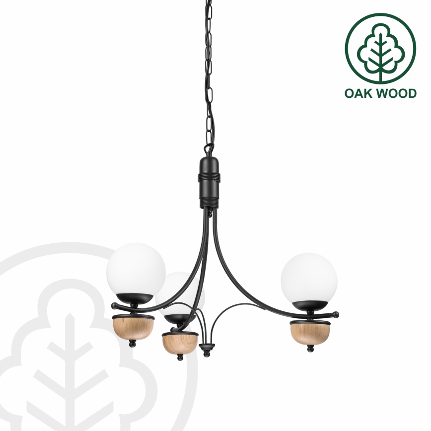 Brilagi - LED Suspension chaîne COTTAGE 3xG9/40W/230V hêtre/blanc