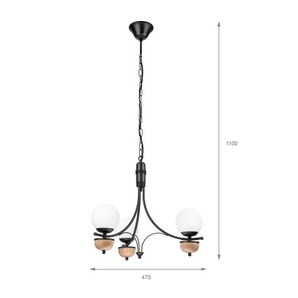 Brilagi - LED Suspension chaîne COTTAGE 3xG9/40W/230V hêtre/blanc