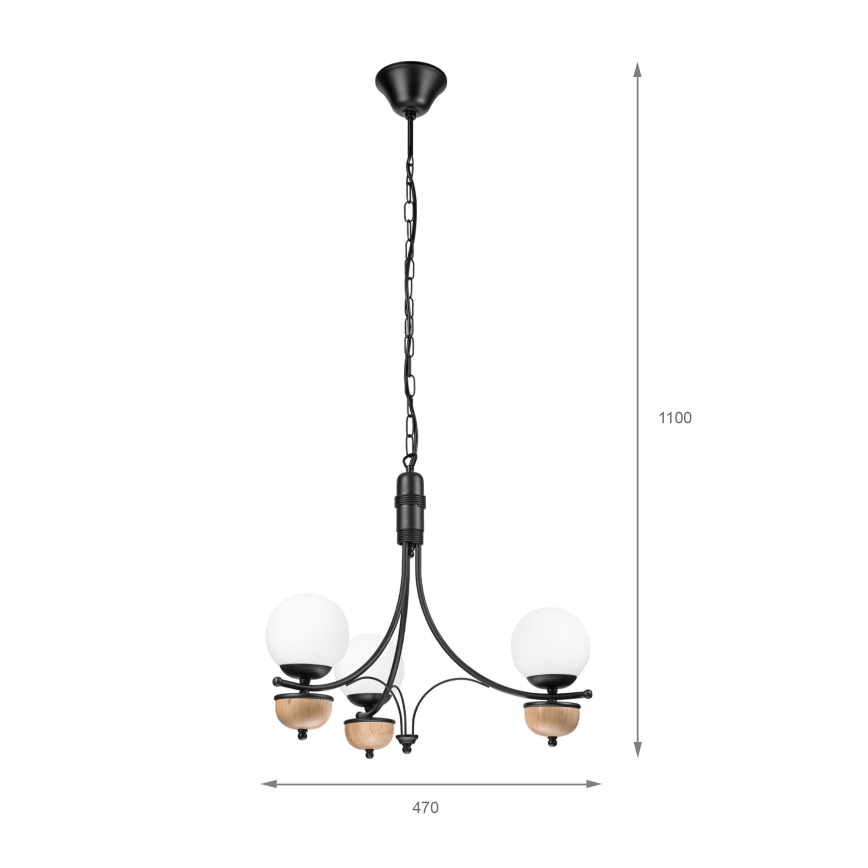 Brilagi - LED Suspension chaîne COTTAGE 3xG9/40W/230V hêtre/blanc
