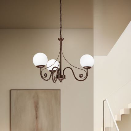 Brilagi - LED Suspension chaîne COTTAGE 3xG9/40W/230V marron/blanc