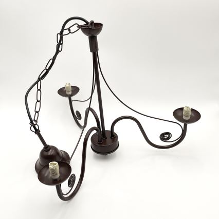 Brilagi - LED Suspension chaîne COTTAGE 3xG9/40W/230V marron/blanc