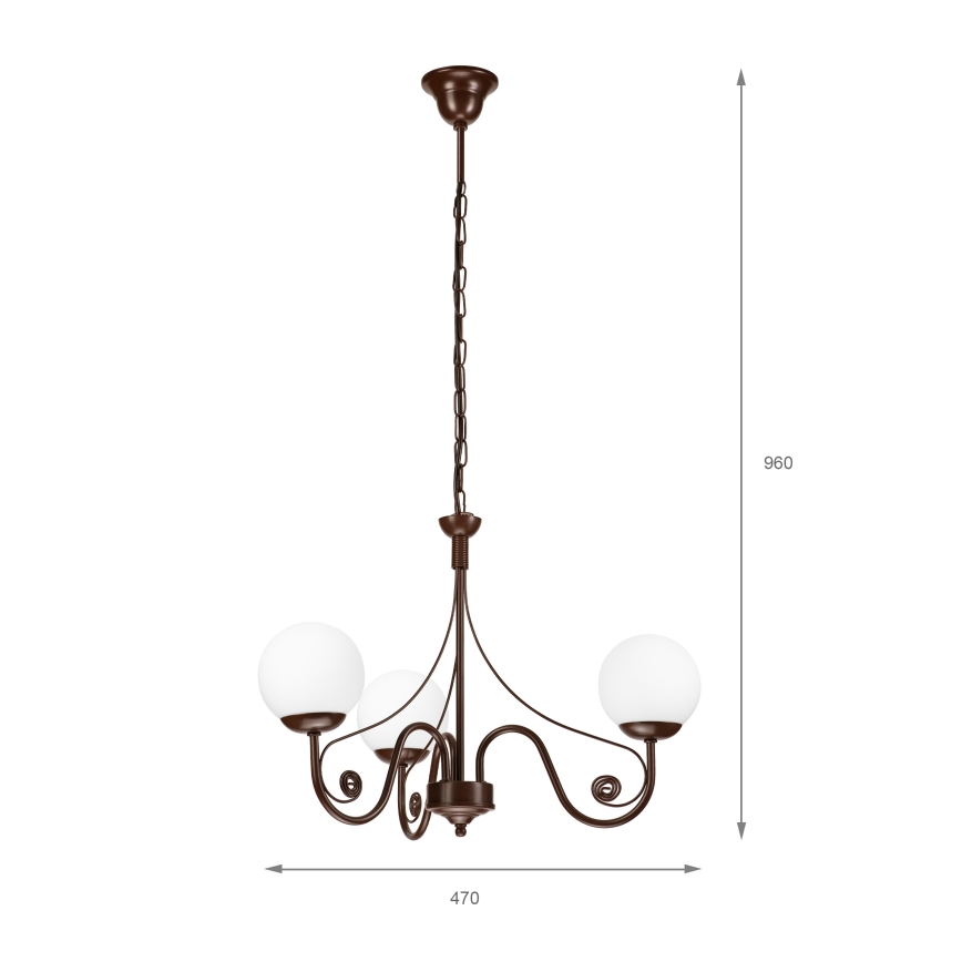 Brilagi - LED Suspension chaîne COTTAGE 3xG9/40W/230V marron/blanc