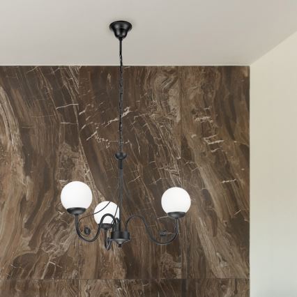Brilagi - LED Suspension chaîne COTTAGE 3xG9/40W/230V noir/blanc