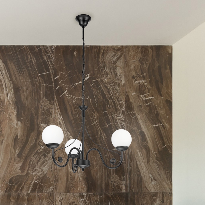 Brilagi - LED Suspension chaîne COTTAGE 3xG9/40W/230V noir/blanc
