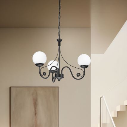 Brilagi - LED Suspension chaîne COTTAGE 3xG9/40W/230V noir/blanc
